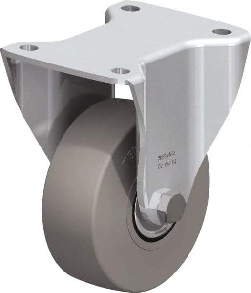 Blickle - 5" Diam x 1-31/32" Wide x 6-11/16" OAH Top Plate Mount Rigid Caster - Solid Rubber, 704 Lb Capacity, Ball Bearing, 5-1/2 x 4-3/8" Plate - USA Tool & Supply