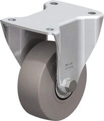 Blickle - 5" Diam x 1-31/32" Wide x 6-11/16" OAH Top Plate Mount Rigid Caster - Solid Rubber, 704 Lb Capacity, Ball Bearing, 5-1/2 x 4-3/8" Plate - USA Tool & Supply