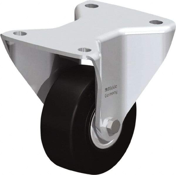 Blickle - 4" Diam x 1-17/32" Wide x 6-1/2" OAH Top Plate Mount Rigid Caster - Solid Rubber, 594 Lb Capacity, Ball Bearing, 5-1/2 x 4-3/8" Plate - USA Tool & Supply