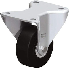 Blickle - 4" Diam x 1-17/32" Wide x 6-1/2" OAH Top Plate Mount Rigid Caster - Solid Rubber, 594 Lb Capacity, Ball Bearing, 5-1/2 x 4-3/8" Plate - USA Tool & Supply