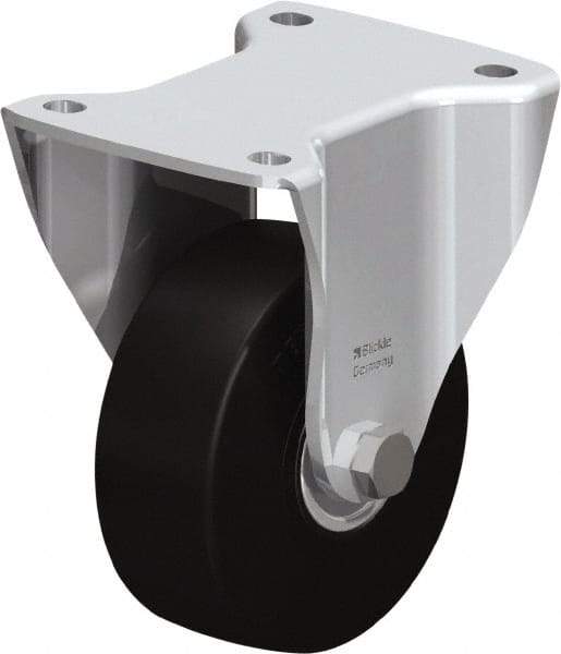 Blickle - 5" Diam x 1-31/32" Wide x 6-11/16" OAH Top Plate Mount Rigid Caster - Solid Rubber, 704 Lb Capacity, Ball Bearing, 5-1/2 x 4-3/8" Plate - USA Tool & Supply