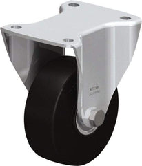 Blickle - 5" Diam x 1-31/32" Wide x 6-11/16" OAH Top Plate Mount Rigid Caster - Solid Rubber, 704 Lb Capacity, Ball Bearing, 5-1/2 x 4-3/8" Plate - USA Tool & Supply