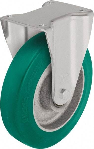 Blickle - 8" Diam x 1-31/32" Wide x 9-41/64" OAH Top Plate Mount Rigid Caster - Polyurethane-Elastomer Blickle Softhane, 1,760 Lb Capacity, Ball Bearing, 5-1/2 x 4-3/8" Plate - USA Tool & Supply