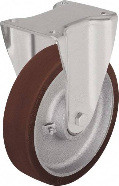 Blickle - 8" Diam x 1-31/32" Wide x 9-41/64" OAH Top Plate Mount Rigid Caster - Polyurethane-Elastomer Blickle Softhane, 1,980 Lb Capacity, Ball Bearing, 5-1/2 x 4-3/8" Plate - USA Tool & Supply