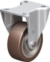 Blickle - 4" Diam x 1-37/64" Wide x 5-1/2" OAH Top Plate Mount Rigid Caster - Polyurethane-Elastomer Blickle Softhane, 880 Lb Capacity, Ball Bearing, 3-15/16 x 3-3/8" Plate - USA Tool & Supply
