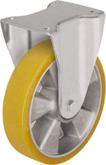 Blickle - 4" Diam x 1-37/64" Wide x 6-1/2" OAH Top Plate Mount Rigid Caster - Polyurethane-Elastomer Blickle Softhane, 550 Lb Capacity, Ball Bearing, 5-1/2 x 4-3/8" Plate - USA Tool & Supply