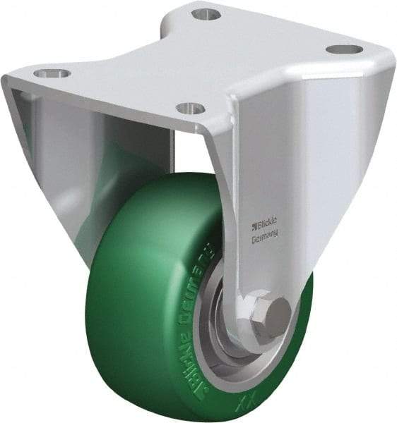 Blickle - 3" Diam x 1-37/64" Wide x 4-23/32" OAH Top Plate Mount Rigid Caster - Polyurethane-Elastomer Blickle Softhane, 506 Lb Capacity, Ball Bearing, 3-15/16 x 3-3/8" Plate - USA Tool & Supply