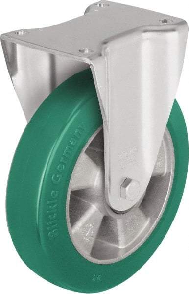 Blickle - 6" Diam x 2-1/8" Wide x 7-3/4" OAH Top Plate Mount Rigid Caster - Polyurethane-Elastomer Blickle Softhane, 1,100 Lb Capacity, Ball Bearing, 5-1/2 x 4-3/8" Plate - USA Tool & Supply