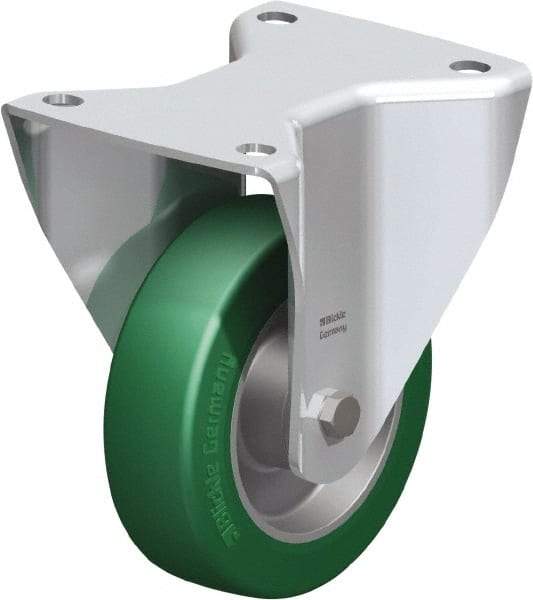 Blickle - 5" Diam x 1-37/64" Wide x 6-1/2" OAH Top Plate Mount Rigid Caster - Polyurethane-Elastomer Blickle Softhane, 770 Lb Capacity, Ball Bearing, 5-1/2 x 4-3/8" Plate - USA Tool & Supply