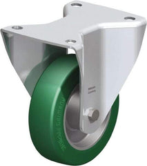 Blickle - 5" Diam x 1-37/64" Wide x 6-1/2" OAH Top Plate Mount Rigid Caster - Polyurethane-Elastomer Blickle Softhane, 770 Lb Capacity, Ball Bearing, 5-1/2 x 4-3/8" Plate - USA Tool & Supply
