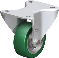 Blickle - 4" Diam x 1-37/64" Wide x 5-1/2" OAH Top Plate Mount Rigid Caster - Polyurethane-Elastomer Blickle Softhane, 660 Lb Capacity, Ball Bearing, 5-1/2 x 4-3/8" Plate - USA Tool & Supply