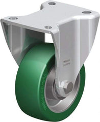 Blickle - 4" Diam x 1-37/64" Wide x 5-1/2" OAH Top Plate Mount Rigid Caster - Polyurethane-Elastomer Blickle Softhane, 660 Lb Capacity, Ball Bearing, 3-15/16 x 3-3/8" Plate - USA Tool & Supply