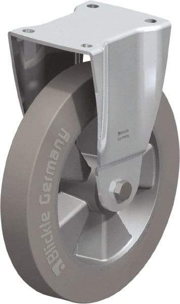 Blickle - 10" Diam x 1-31/32" Wide x 11-39/64" OAH Top Plate Mount Rigid Caster - Solid Rubber, 1,430 Lb Capacity, Ball Bearing, 5-1/2 x 4-3/8" Plate - USA Tool & Supply
