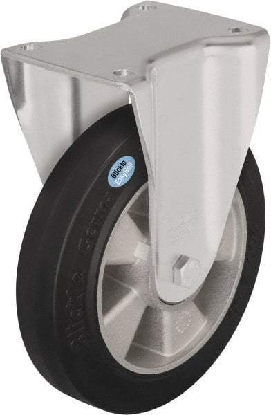 Blickle - 8" Diam x 1-31/32" Wide x 9-41/64" OAH Top Plate Mount Rigid Caster - Solid Rubber, 1,100 Lb Capacity, Ball Bearing, 5-1/2 x 4-3/8" Plate - USA Tool & Supply