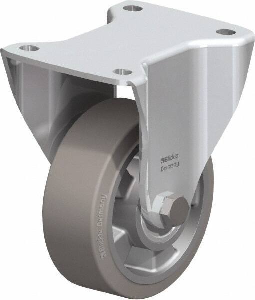 Blickle - 5" Diam x 1-31/32" Wide x 6-11/16" OAH Top Plate Mount Rigid Caster - Solid Rubber, 594 Lb Capacity, Ball Bearing, 5-1/2 x 4-3/8" Plate - USA Tool & Supply