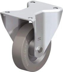 Blickle - 5" Diam x 1-37/64" Wide x 6-1/2" OAH Top Plate Mount Rigid Caster - Solid Rubber, 550 Lb Capacity, Ball Bearing, 5-1/2 x 4-3/8" Plate - USA Tool & Supply