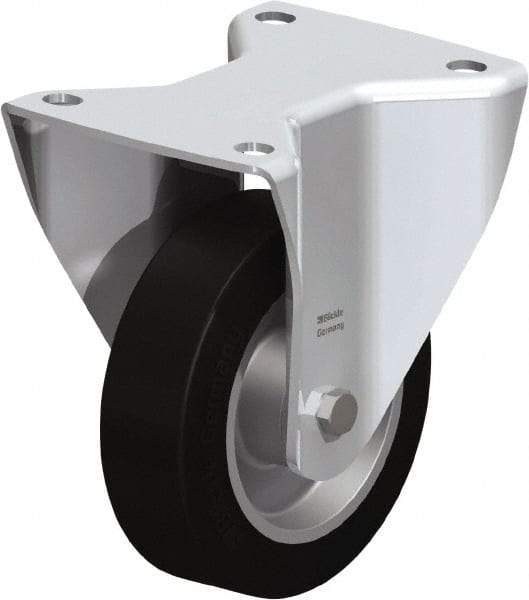 Blickle - 5" Diam x 1-37/64" Wide x 6-1/2" OAH Top Plate Mount Rigid Caster - Solid Rubber, 550 Lb Capacity, Ball Bearing, 5-1/2 x 4-3/8" Plate - USA Tool & Supply