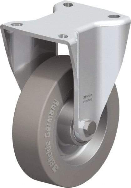 Blickle - 5" Diam x 1-37/64" Wide x 6-1/2" OAH Top Plate Mount Rigid Caster - Solid Rubber, 550 Lb Capacity, Ball Bearing, 3-15/16 x 3-3/8" Plate - USA Tool & Supply