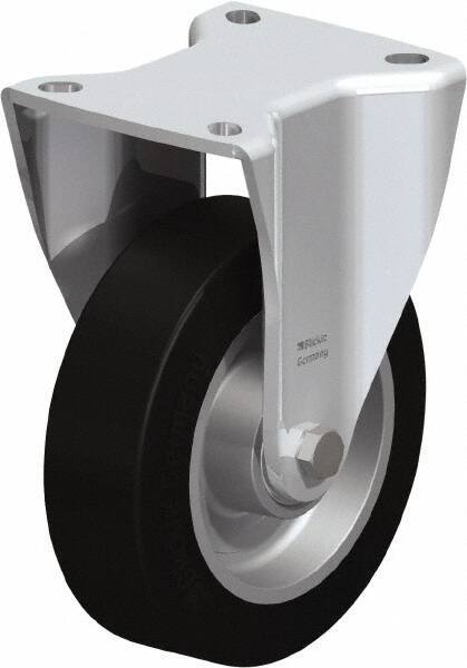 Blickle - 5" Diam x 1-37/64" Wide x 6-1/2" OAH Top Plate Mount Rigid Caster - Solid Rubber, 550 Lb Capacity, Ball Bearing, 3-15/16 x 3-3/8" Plate - USA Tool & Supply