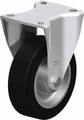 Blickle - 5" Diam x 1-37/64" Wide x 6-1/2" OAH Top Plate Mount Rigid Caster - Solid Rubber, 550 Lb Capacity, Ball Bearing, 3-15/16 x 3-3/8" Plate - USA Tool & Supply