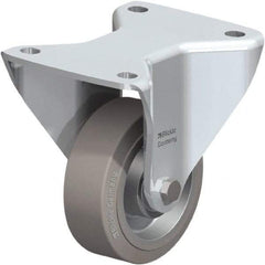 Blickle - 5" Diam x 1-37/64" Wide x 5-1/2" OAH Top Plate Mount Rigid Caster - Solid Rubber, 440 Lb Capacity, Ball Bearing, 5-1/2 x 4-3/8" Plate - USA Tool & Supply