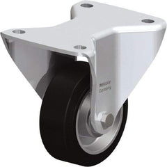Blickle - 5" Diam x 1-37/64" Wide x 5-1/2" OAH Top Plate Mount Rigid Caster - Solid Rubber, 440 Lb Capacity, Ball Bearing, 5-1/2 x 4-3/8" Plate - USA Tool & Supply