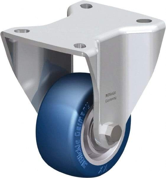 Blickle - 3" Diam x 1-37/64" Wide x 4-23/32" OAH Top Plate Mount Rigid Caster - Polyurethane-Elastomer Blickle Besthane, 506 Lb Capacity, Ball Bearing, 3-15/16 x 3-3/8" Plate - USA Tool & Supply