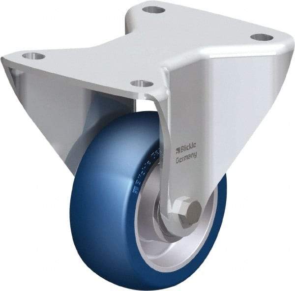Blickle - 4" Diam x 1-37/64" Wide x 5-1/2" OAH Top Plate Mount Rigid Caster - Polyurethane-Elastomer Blickle Besthane, 660 Lb Capacity, Ball Bearing, 5-1/2 x 4-3/8" Plate - USA Tool & Supply
