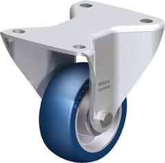 Blickle - 4" Diam x 1-37/64" Wide x 5-1/2" OAH Top Plate Mount Rigid Caster - Polyurethane-Elastomer Blickle Besthane, 660 Lb Capacity, Ball Bearing, 5-1/2 x 4-3/8" Plate - USA Tool & Supply