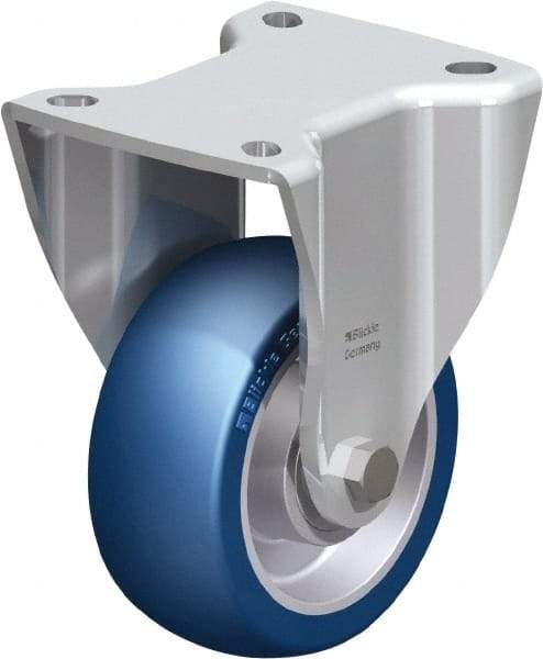 Blickle - 4" Diam x 1-37/64" Wide x 5-1/2" OAH Top Plate Mount Rigid Caster - Polyurethane-Elastomer Blickle Besthane, 660 Lb Capacity, Ball Bearing, 3-15/16 x 3-3/8" Plate - USA Tool & Supply