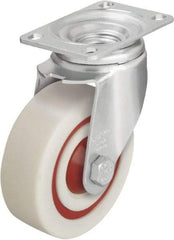 Blickle - 4" Diam x 1-3/8" Wide x 5-1/8" OAH Top Plate Mount Swivel Caster - Impact-Resistant Nylon, 400 Lb Capacity, Ball Bearing, 3-5/8 x 2-1/2" Plate - USA Tool & Supply
