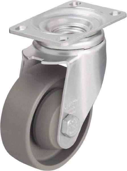 Blickle - 3-1/2" Diam x 1-1/4" Wide x 4-11/16" OAH Top Plate Mount Swivel Caster - Impact-Resistant Nylon, 400 Lb Capacity, Ball Bearing, 3-5/8 x 2-1/2" Plate - USA Tool & Supply