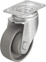Blickle - 3-1/2" Diam x 1-1/4" Wide x 4-11/16" OAH Top Plate Mount Swivel Caster - Impact-Resistant Nylon, 400 Lb Capacity, Ball Bearing, 3-5/8 x 2-1/2" Plate - USA Tool & Supply
