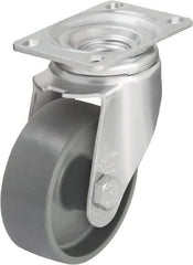 Blickle - 3-1/2" Diam x 1-1/4" Wide x 4-11/16" OAH Top Plate Mount Swivel Caster - Impact-Resistant Nylon, 400 Lb Capacity, Plain Bore Bearing, 3-5/8 x 2-1/2" Plate - USA Tool & Supply
