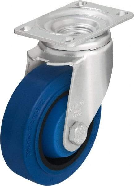 Blickle - 5" Diam x 1-3/8" Wide x 6-1/8" OAH Top Plate Mount Swivel Caster - Solid Rubber, 400 Lb Capacity, Ball Bearing, 3-5/8 x 2-1/2" Plate - USA Tool & Supply