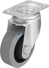 Blickle - 5" Diam x 1-3/8" Wide x 6-1/8" OAH Top Plate Mount Swivel Caster - Solid Rubber, 400 Lb Capacity, Ball Bearing, 3-5/8 x 2-1/2" Plate - USA Tool & Supply