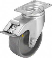 Blickle - 5" Diam x 1-9/16" Wide x 6-1/8" OAH Top Plate Mount Swivel Caster with Brake - Impact-Resistant Nylon, 400 Lb Capacity, Ball Bearing, 3-5/8 x 2-1/2" Plate - USA Tool & Supply