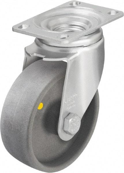 Blickle - 5" Diam x 1-9/16" Wide x 6-1/8" OAH Top Plate Mount Swivel Caster - Impact-Resistant Nylon, 400 Lb Capacity, Ball Bearing, 3-5/8 x 2-1/2" Plate - USA Tool & Supply