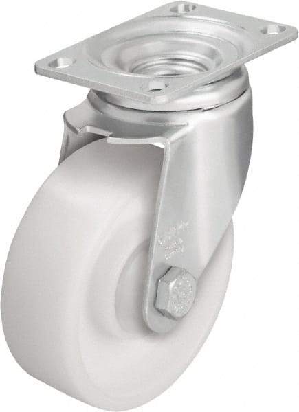 Blickle - 4" Diam x 1-7/16" Wide x 5-1/8" OAH Top Plate Mount Swivel Caster - Impact-Resistant Nylon, 400 Lb Capacity, Ball Bearing, 3-5/8 x 2-1/2" Plate - USA Tool & Supply