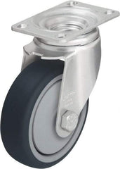 Blickle - 5" Diam x 1-1/4" Wide x 6-1/8" OAH Top Plate Mount Swivel Caster - Thermoplastic Polyurethane, 400 Lb Capacity, Ball Bearing, 3-5/8 x 2-1/2" Plate - USA Tool & Supply