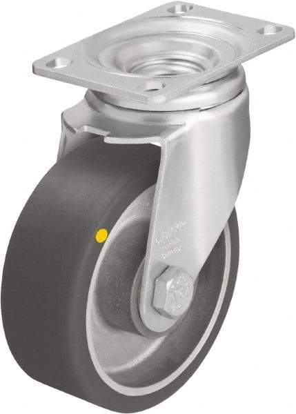 Blickle - 5" Diam x 1-9/16" Wide x 6-1/8" OAH Top Plate Mount Swivel Caster - Polyurethane-Elastomer Blickle Softhane, 400 Lb Capacity, Ball Bearing, 3-5/8 x 2-1/2" Plate - USA Tool & Supply