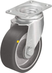 Blickle - 5" Diam x 1-9/16" Wide x 6-1/8" OAH Top Plate Mount Swivel Caster - Polyurethane-Elastomer Blickle Softhane, 400 Lb Capacity, Ball Bearing, 3-5/8 x 2-1/2" Plate - USA Tool & Supply