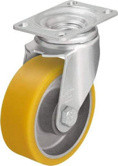 Blickle - 5" Diam x 1-9/16" Wide x 6-1/8" OAH Top Plate Mount Swivel Caster - Polyurethane-Elastomer Blickle Softhane, 400 Lb Capacity, Ball Bearing, 3-5/8 x 2-1/2" Plate - USA Tool & Supply