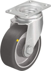 Blickle - 4" Diam x 1-9/16" Wide x 5-1/8" OAH Top Plate Mount Swivel Caster - Polyurethane-Elastomer Blickle Softhane, 400 Lb Capacity, Ball Bearing, 3-5/8 x 2-1/2" Plate - USA Tool & Supply