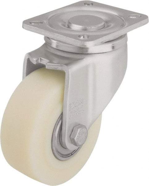 Blickle - 4" Diam x 1-37/64" Wide x 5-33/64" OAH Top Plate Mount Swivel Caster - Impact-Resistant Cast Nylon, 1,540 Lb Capacity, Ball Bearing, 3-15/16 x 3-3/8" Plate - USA Tool & Supply