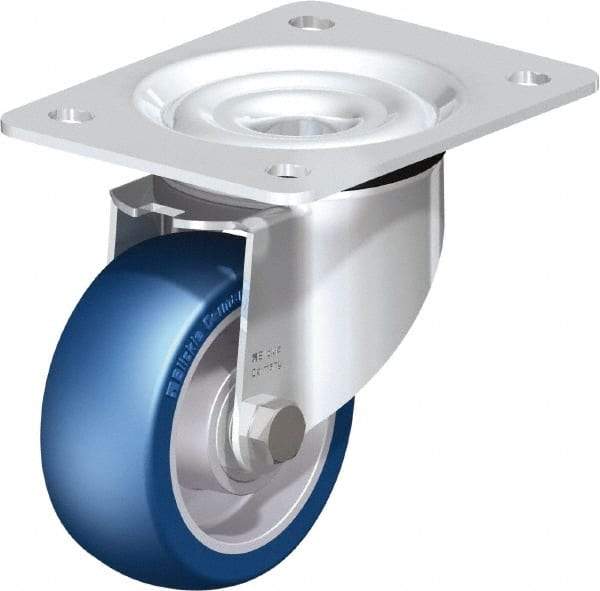 Blickle - 4" Diam x 1-37/64" Wide x 5-7/64" OAH Top Plate Mount Swivel Caster - Polyurethane-Elastomer Blickle Besthane, 660 Lb Capacity, Ball Bearing, 5-1/2 x 4-3/8" Plate - USA Tool & Supply