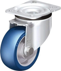 Blickle - 4" Diam x 1-37/64" Wide x 5-7/64" OAH Top Plate Mount Swivel Caster - Polyurethane-Elastomer Blickle Besthane, 660 Lb Capacity, Ball Bearing, 3-15/16 x 3-3/8" Plate - USA Tool & Supply