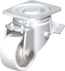 Blickle - 3" Diam x 1-29/64" Wide x 4-23/32" OAH Top Plate Mount Swivel Caster with Brake - Impact-Resistant Nylon, 770 Lb Capacity, Plain Bore Bearing, 3-15/16 x 3-3/8" Plate - USA Tool & Supply
