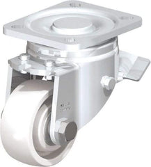Blickle - 3" Diam x 1-1/4" Wide x 4-41/64" OAH Top Plate Mount Swivel Caster with Brake - Impact-Resistant Nylon, 660 Lb Capacity, Ball Bearing, 3-15/16 x 3-3/8" Plate - USA Tool & Supply