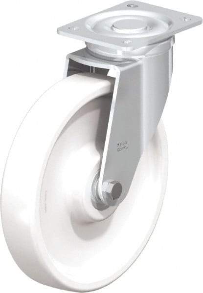 Blickle - 10" Diam x 1-31/32" Wide x 11-39/64" OAH Top Plate Mount Swivel Caster - Impact-Resistant Nylon, 1,980 Lb Capacity, Ball Bearing, 5-1/2 x 4-3/8" Plate - USA Tool & Supply